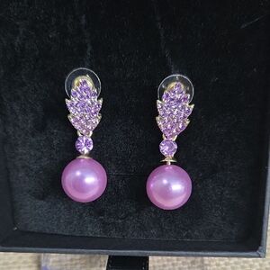 Elegant Pink Lilac and Gold Earrings NWOT